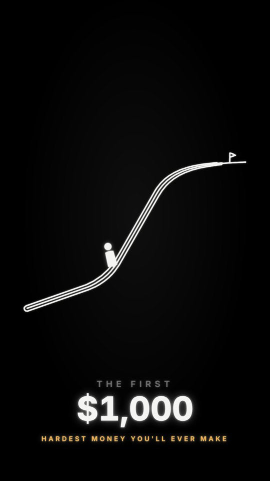 Glowing road climbing a steep hill